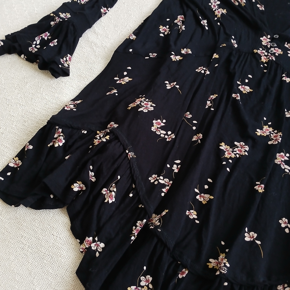 free people ♡ olivia printed tunic top dark boho babydoll medium whimsical - Picture 9 of 15